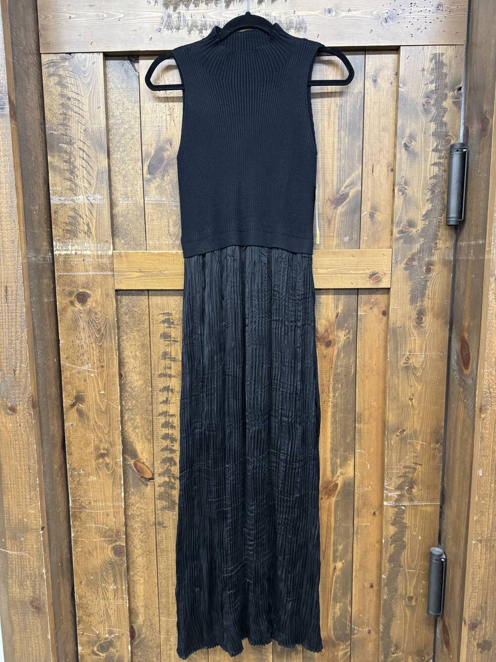 NEW TRIBAL FEMME women's sleeveless sweater knit top with silk pleated skirt max